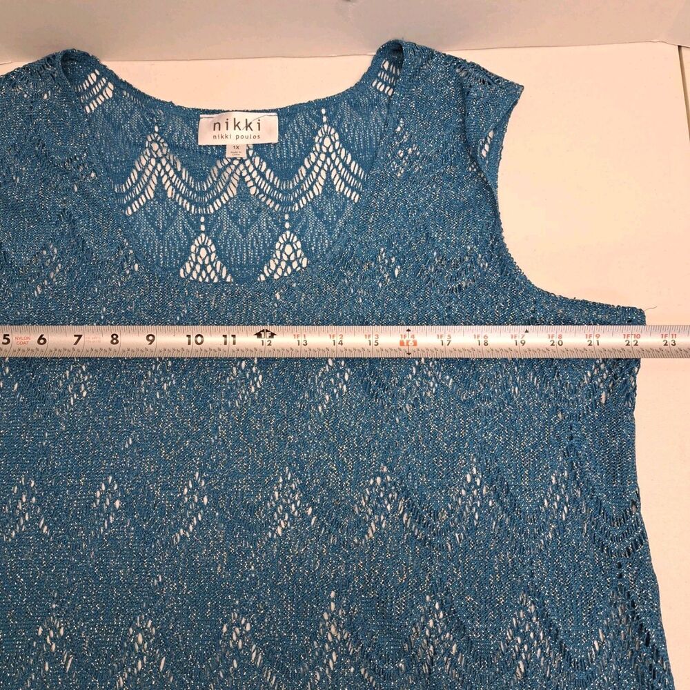 Nikki Nikki Poulis Lace Metallic Sleeveless Blouse Women's Size 1X - Picture 5 of 6